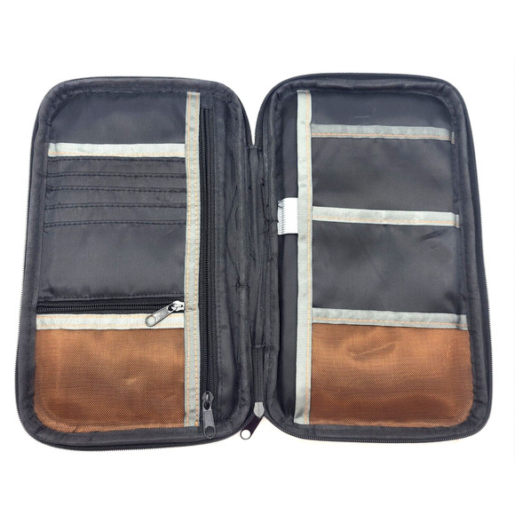 Lewis N Clark RFID Travel Documents Portfolio Black Canvas Zip Around 10x6x1" - Picture 5 of 8